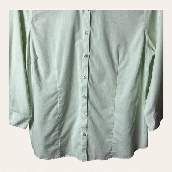 0720. EDDIE‎ BAUER BUTTON UP WRINKLE RESISTANT TOP COLLAR SIZE LARGE MINT GREEN - Picture 4 of 10